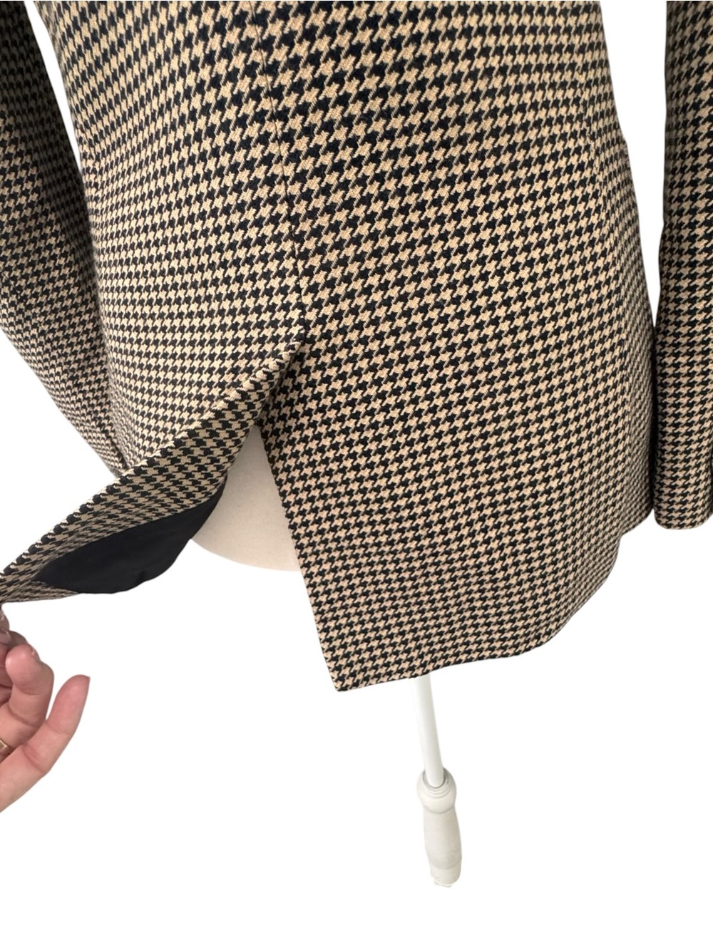 REISS Ella Double-Breasted Dogtooth Wool-Blend Puckered Shoulder Blazer Size 2 - Picture 7 of 11